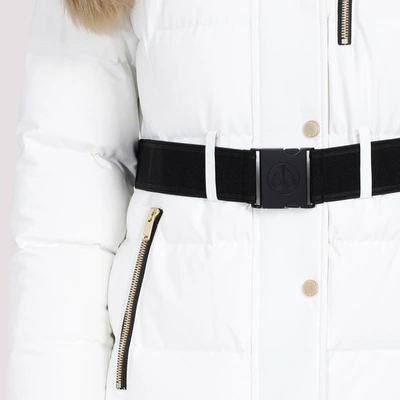 Shop Moose Knuckles Gold Cambria Shearling Jacket Wintercoat In White