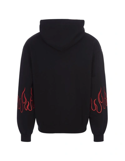 Shop Vision Of Super Hoodie With Embroidered Red Flames In Black