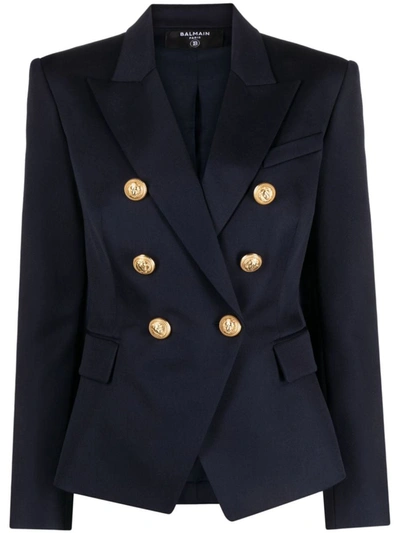 Shop Balmain Outerwear In Navy