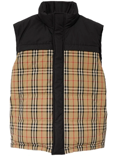 Shop Burberry Vests In Arch Beige