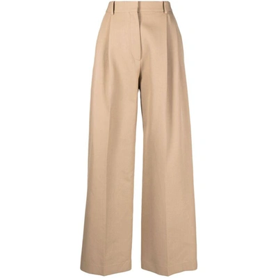 Calcaterra Wide-leg Tailored-cut Trousers In Brown