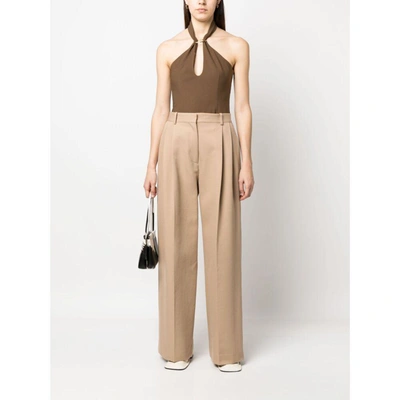 Calcaterra Wide-leg Tailored-cut Trousers In Brown