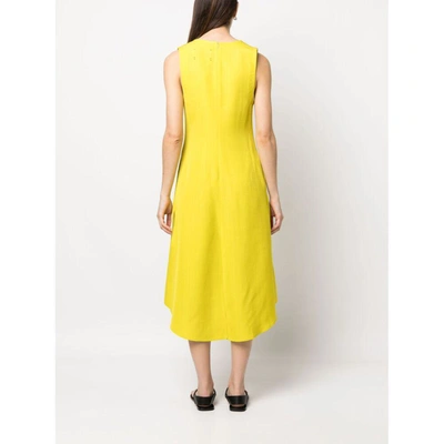 Calcaterra Scoop-neck Midi Dress In Yellow