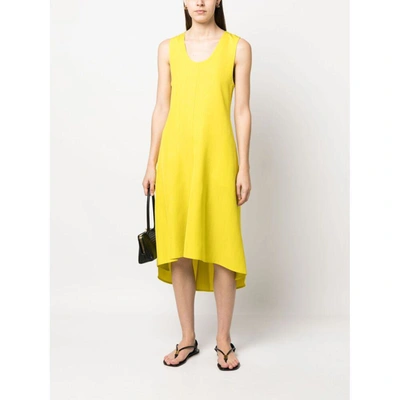 Calcaterra Scoop-neck Midi Dress In Yellow