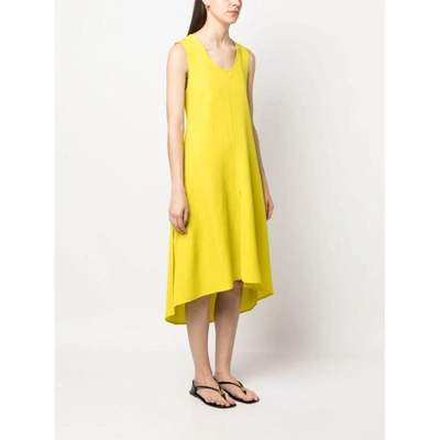 Calcaterra Scoop-neck Midi Dress In Yellow