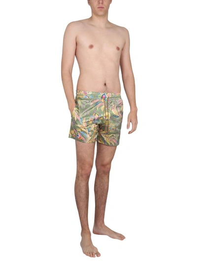 Shop Etro Boxer Swimsuit With Print In Green
