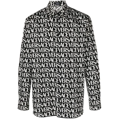 Shop Versace Shirts In Black/white