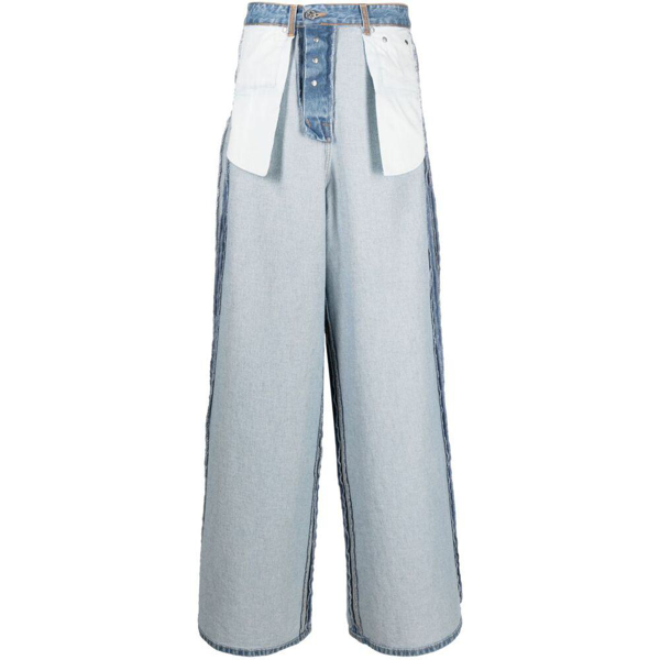 Off-White wide-leg denim shoorts - Blue