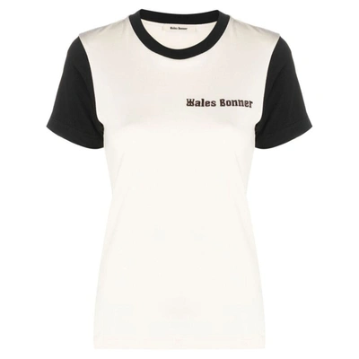 Shop Wales Bonner T-shirts In Neutrals/black