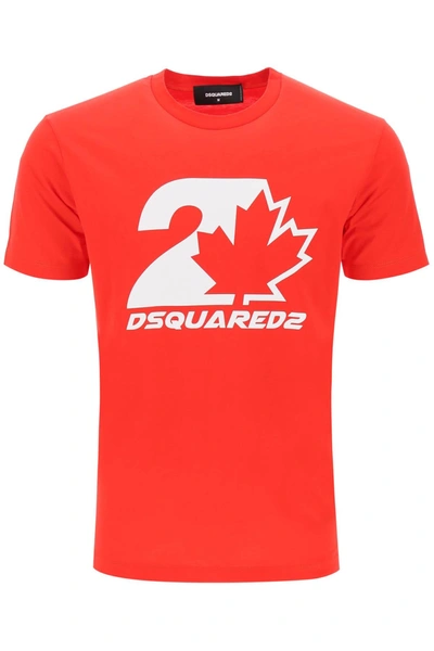 Shop Dsquared2 Cool Fit Printed T Shirt In Red