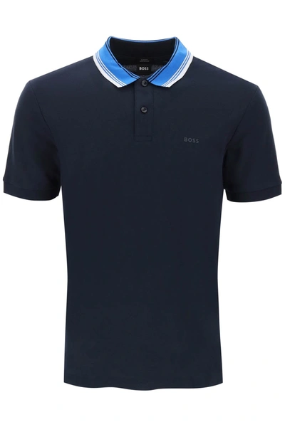 Shop Hugo Boss Phillipson Slim Fit Polo Shirt In Blue