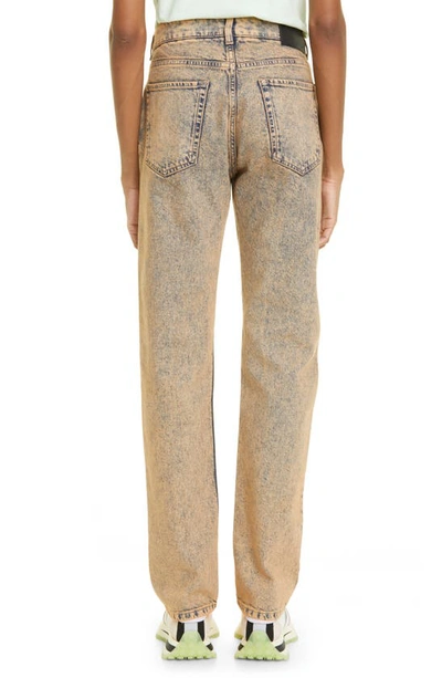 Shop Stella Mccartney Acid Wash Straight Leg Logo Jeans In 7806 Marble Peach