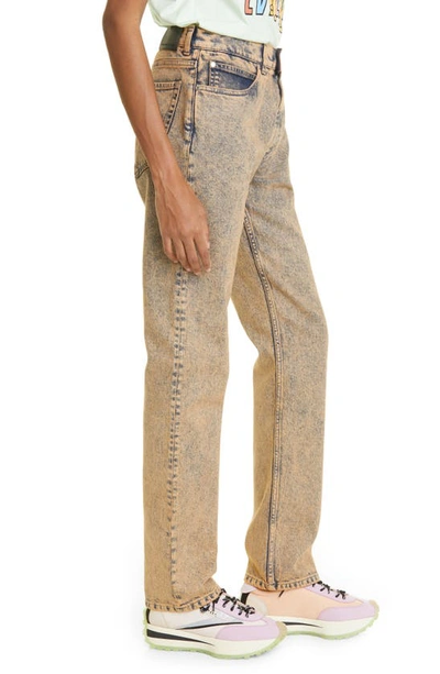 Shop Stella Mccartney Acid Wash Straight Leg Logo Jeans In 7806 Marble Peach