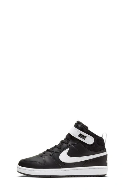 Shop Nike Kids' Court Borough Mid 2 Basketball Shoe In Black/ White