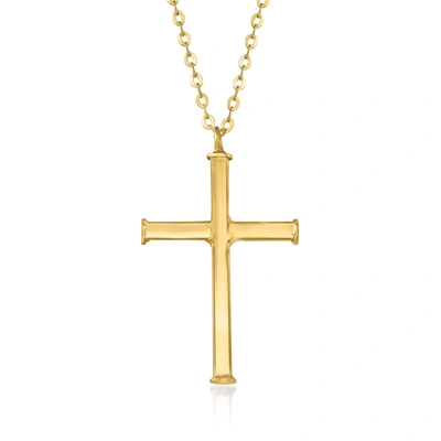 Ross-simons Italian Cross Necklace In 14kt Yellow Gold In Multi