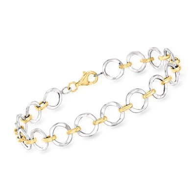 Ross-simons 14kt 2-tone Gold Circle Link Bracelet In Multi