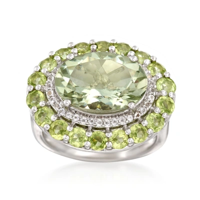 Ross-simons Prasiolite And Peridot Ring With White Topaz In Sterling Silver In Green