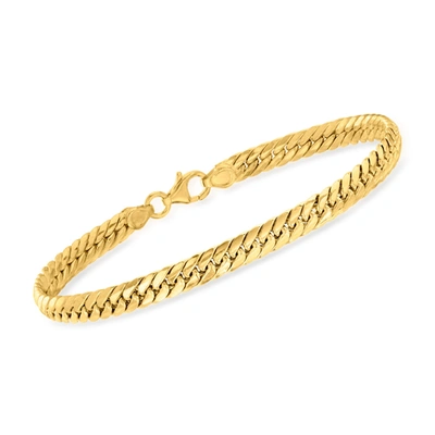 Ross-simons Italian 14kt Yellow Gold Cuban-link Bracelet In Multi