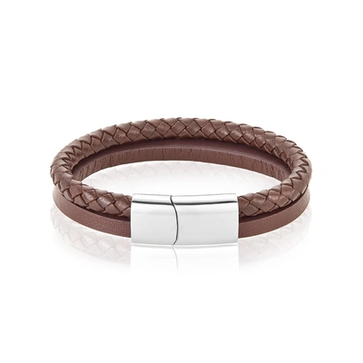 Adornia Leather Braided Combo Bracelet In Brown
