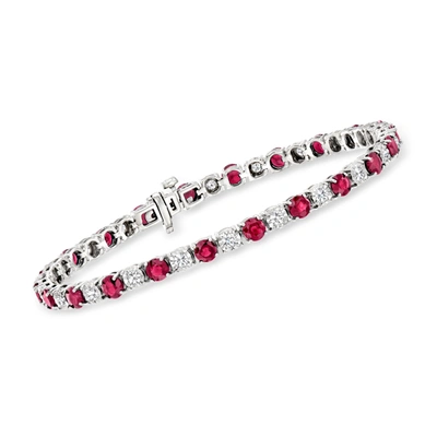 Ross-simons Ruby And Diamond Tennis Bracelet In Sterling Silver In Multi