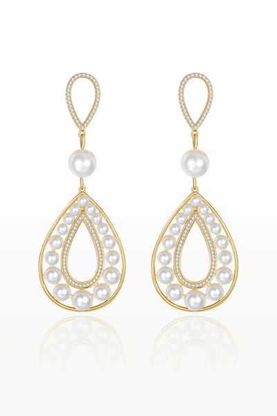Shop Classicharms Gold Pearl Hollow Teardrop Dangle Earrings