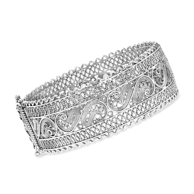 Ross-simons Sterling Silver Filigree Bangle Bracelet In Multi