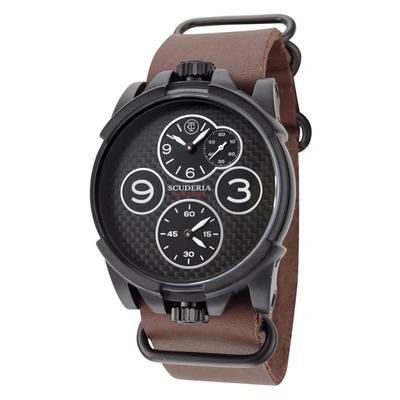Shop Ct Scuderia Men's Due Tempi 44mm Quartz Watch In Brown
