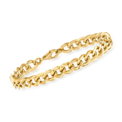 Shop Ross-simons Italian 18kt Yellow Gold Curb-link Bracelet In Multi