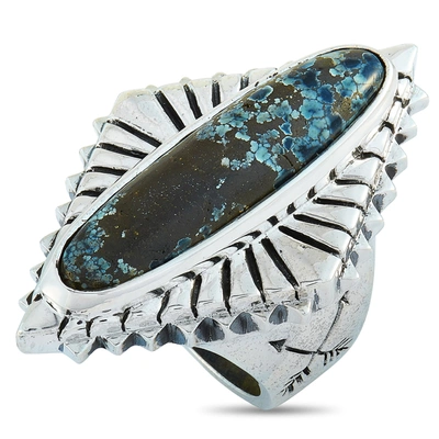 Shop King Baby Concho Silver And Spotted Turquoise Ring In Multi