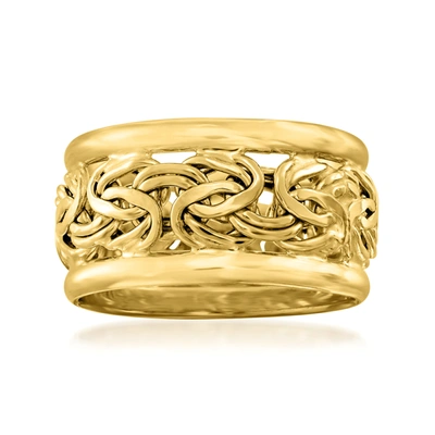 Ross-simons 18kt Yellow Gold Wide Byzantine Ring In Yellow
