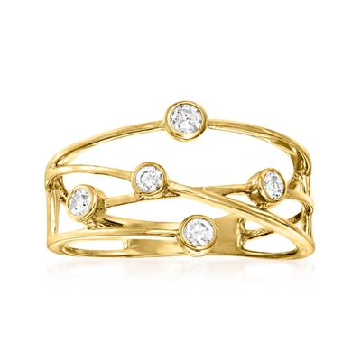 Ross-simons Bezel-set Diamond Crisscross Ring In 14kt Yellow Gold In White