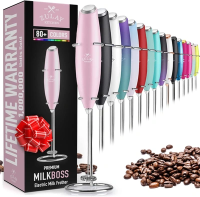 Zulay Kitchen Original Handheld Milk Frother In Pink