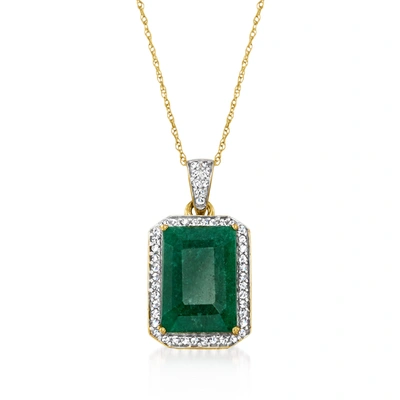 Ross-simons Emerald And . Diamond Pendant Necklace In 14kt Yellow Gold In Multi