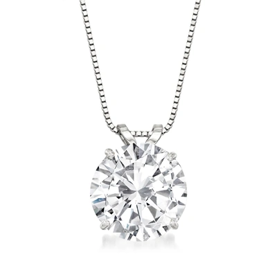 Ross-simons Cz Solitaire Necklace In 14kt White Gold In Multi