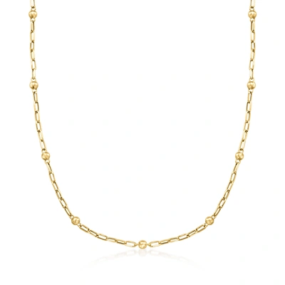 Ross-simons 18kt Yellow Gold Bead Station Paper Clip Link Necklace In Multi