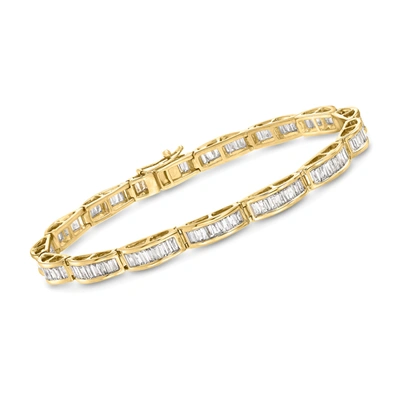 Ross-simons Baguette Diamond Bracelet In 14kt Yellow Gold In Multi