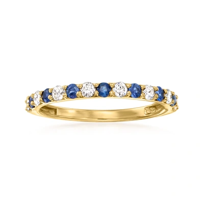 Ross-simons Sapphire And . Diamond Ring In 14kt Yellow Gold In Blue
