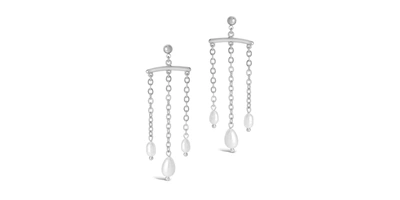Shop Sterling Forever Chains & Pearls Chandelier Drop Earrings In Silver