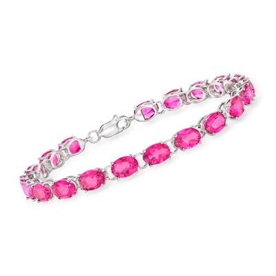 Ross-simons Pink Topaz Tennis Bracelet In Sterling Silver In Multi