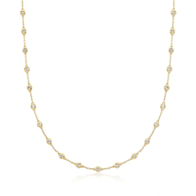 Ross-simons Bezel-set Diamond Station Necklace In 14kt Yellow Gold In Multi