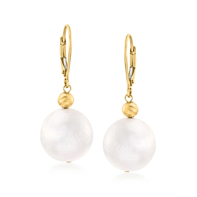 Ross-simons 13-14mm Cultured Pearl Drop Earrings In 14kt Yellow Gold In White