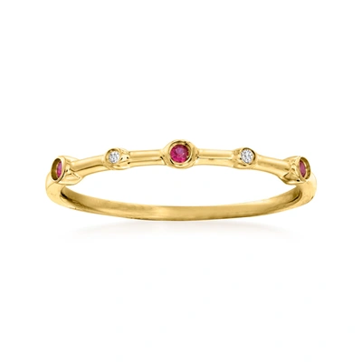 Rs Pure Ross-simons Ruby- And Diamond-accented Ring In 14kt Yellow Gold In Red