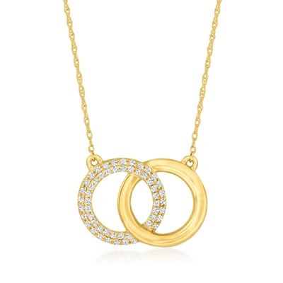Rs Pure Ross-simons Pave Diamond Interlocking Circle Necklace In 14kt Yellow Gold In Multi