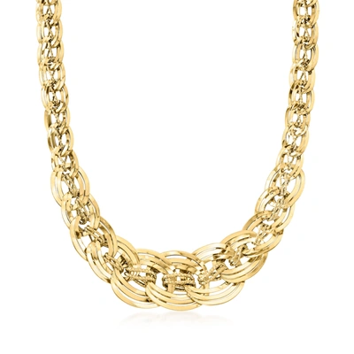 Ross-simons Italian 18kt Yellow Gold Interlocking Link Necklace In Multi