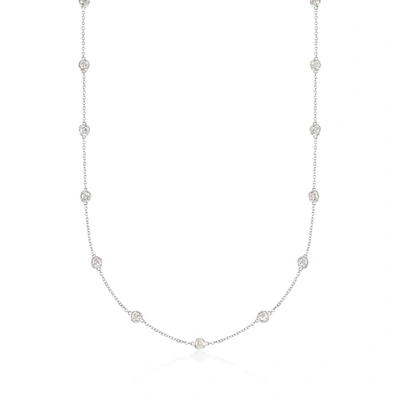 Ross-simons Bezel-set Diamond Station Necklace In 14kt White Gold In Multi