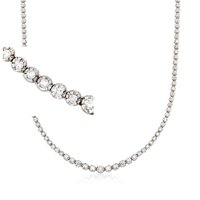 Ross-simons Graduated Diamond Tennis Necklace In 14kt White Gold In Multi