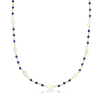 Shop Ross-simons Opal And Lapis Necklace In 18kt Gold Over Sterling In Multi