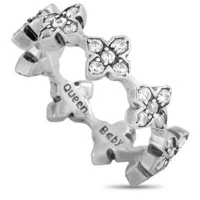 King Baby Silver And White Cubic Zirconia Mb Cross Ring In Multi