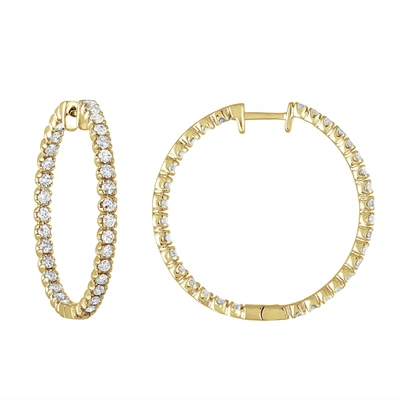 Vir Jewels 2 Cttw Diamond Inside Out Hoop Earrings 14k Yellow Gold Round Prong 1.25 Inch In Yellow