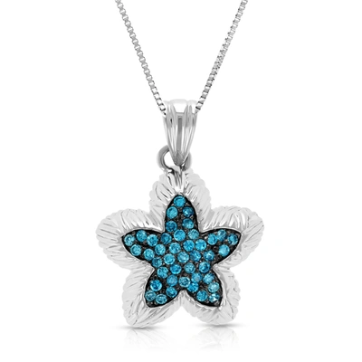 Vir Jewels 1 Cttw Blue Diamond Starfish Pendant Necklace 14k White Gold With 18 Inch Chain In White